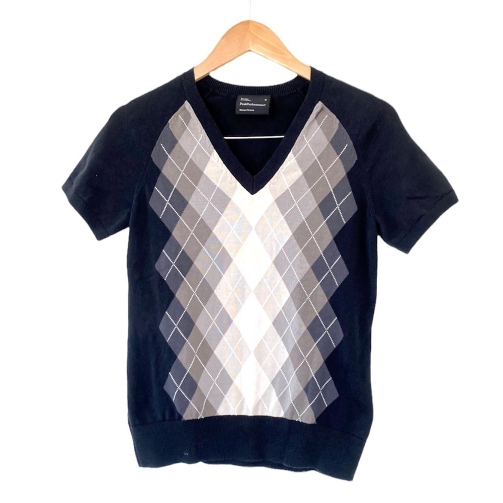 Peak Performance Argyle V-Neck Knit Top